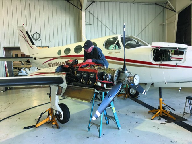Cessna 340 on jacks