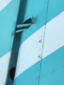 torn skin on rudder