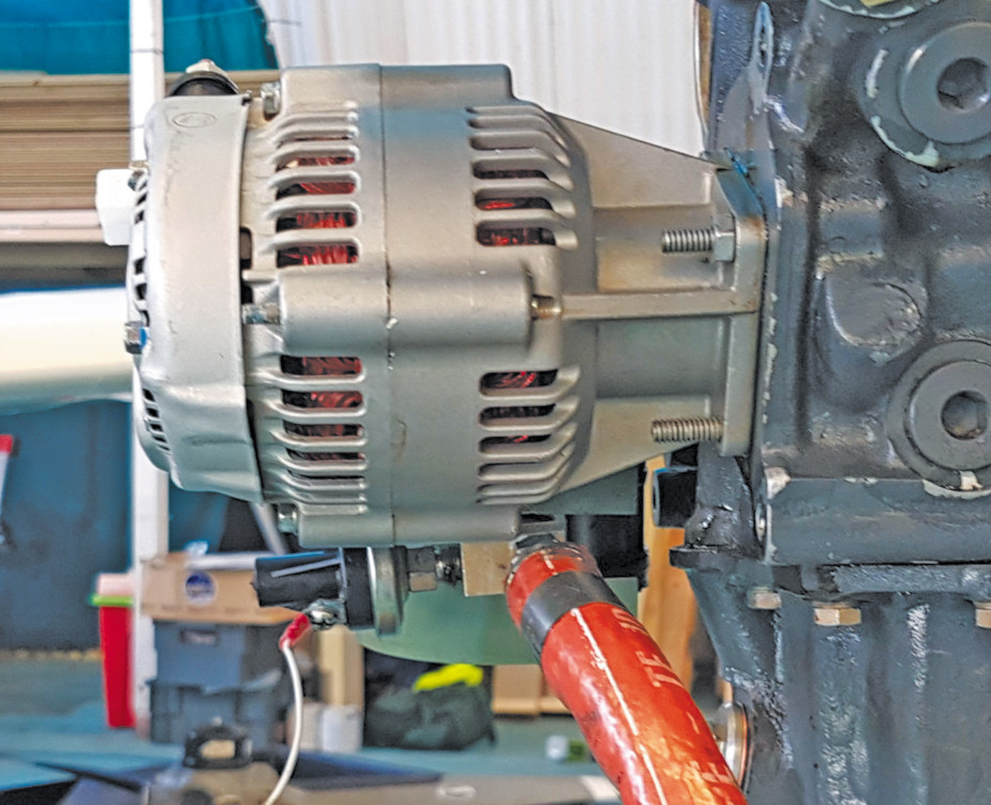A B&C standby alternator installed for testing.