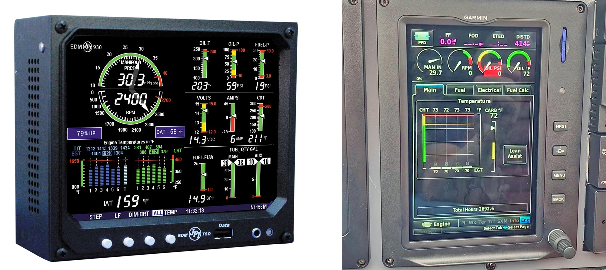 JPI EDM 930 and Garmin EIS engine monitor