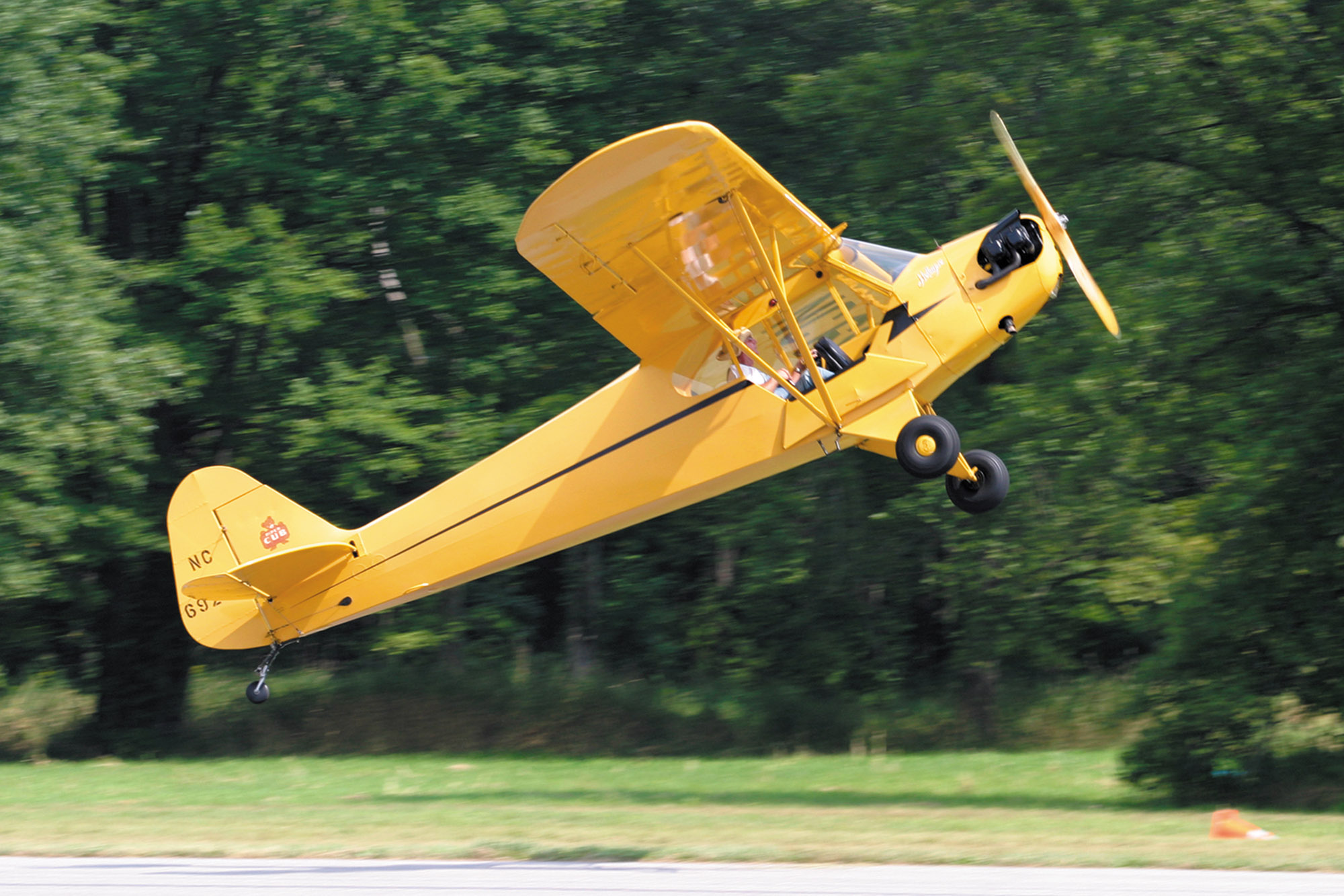 Piper J-3 Cub on takeoff