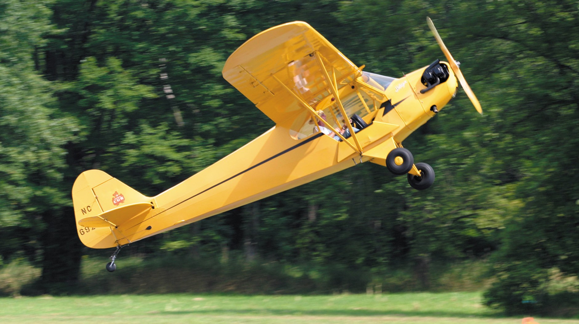 Piper J-3 Cub on takeoff