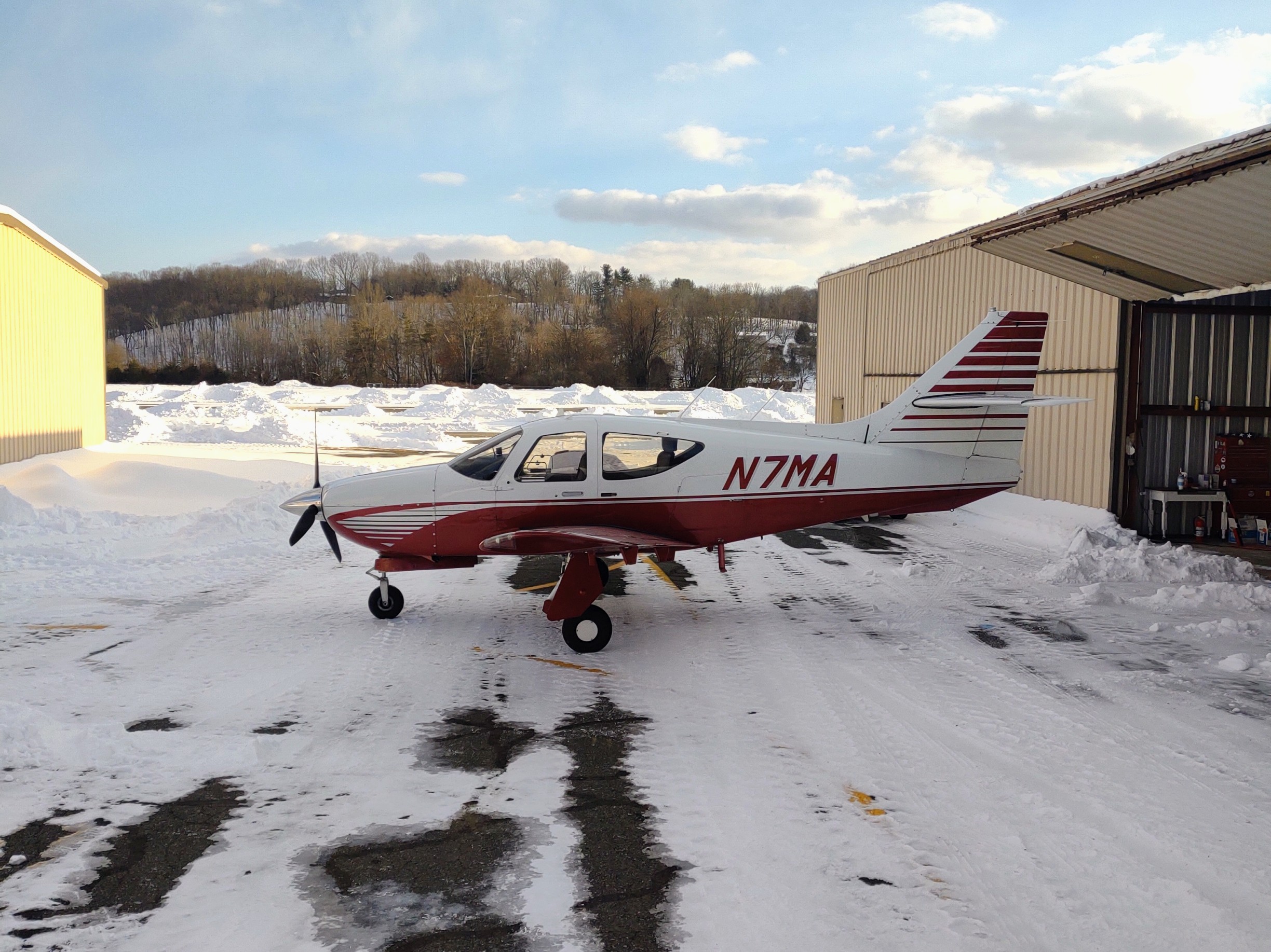 Slippery ramps and taxiways are among the hazards of winter flying.