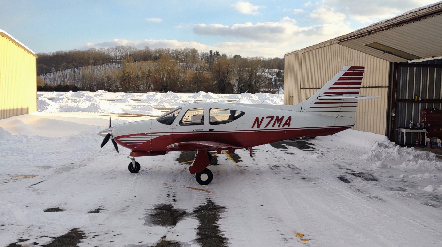 Slippery ramps and taxiways are among the hazards of winter flying.